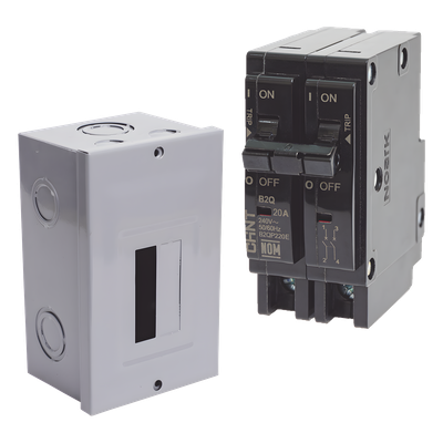Kit Centro de Carga para sobreponer con 1 Interruptor Térmico de 2 Polos, 30Amp 120/240Vca 10kA.