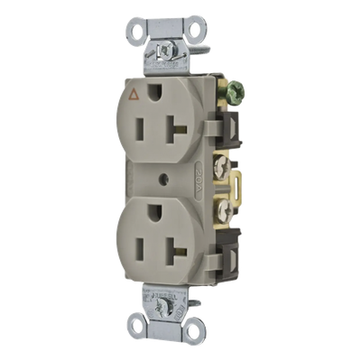 Contacto Dúplex Conexión a Tierra Aislada/ 20 A 125 V/ 2 polos 3 Hilos/ Color Gris/ Nema 5- 20R/ Grado Comercial.