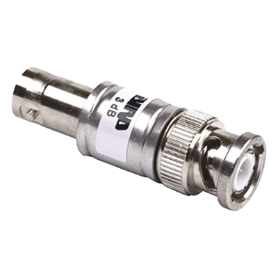 Atenuador en Línea de 3 dB, 2 Watt Máx., CD-4 GHz, Conectores BNC Macho-Hembra.