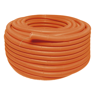 Manguera Poliducto Corrugado Flexible Naranja Reforzado de 1/2" x 100 m Para Instalaciones Eléctricas /Polietileno Alta Densidad HDPE/ Sin guía /Resistente a Intemperie.