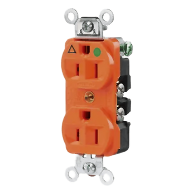 Contacto Dúplex 15 A 125 V 2 Polos, 3 Hilos Color Naranja (Nema 5-15R). Grado Hospital.