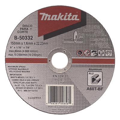 Disco de corte para Aluminio de 4 1/2"