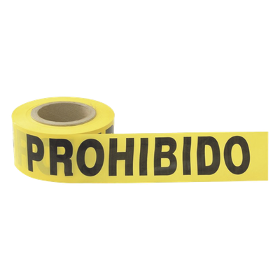 Cinta para barricada "PROHIBIDO EL PASO" de 100 m y ancho de 3".