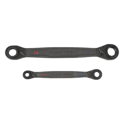 Juego de 2 llaves Estriadas de Matraca 4 en 1 con 8 Medidas Inglesas 1/2-5/8", 3/4-9/16", 1/4-3/8", 7/16-5/16"