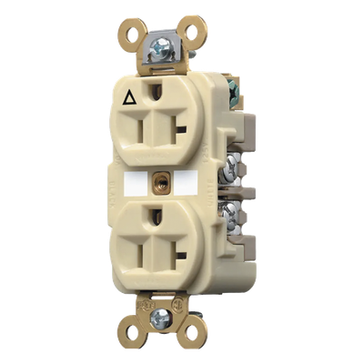 Contacto Dúplex Conexión a Tierra Aislada/ 20 A 125 V/ 2 polos 3 Hilos/ Color Marfil/ Nema 5- 20R/ Grado Industrial.