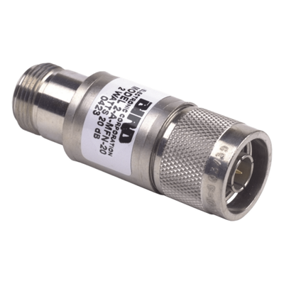 Atenuador en Línea de 30 dB, 2 W. Máximo, CD-4 GHz, Conectores N Macho-Hembra.