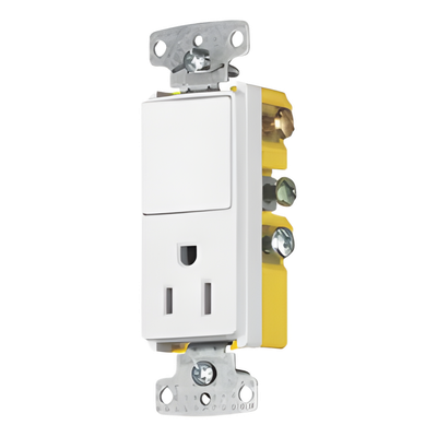 Combinación de Contacto y Apagador Decorador 15A 125V/ Color  Blanco.