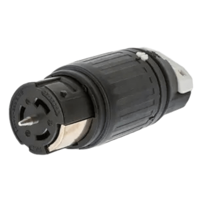 Conector Industrial de Bloqueo / 50A 3-Fases Delta 250V CA / 3-Polos 4-Hilos/ Conector Hembra / Color Negro y Blanco