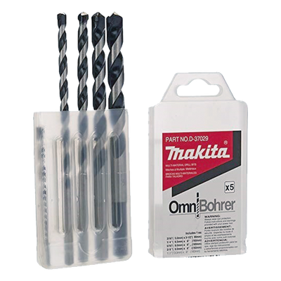Juego de 5 Pzas. de Broca para Concreto con Punta de Carburo (3/16", 1/4", 5/16", 3/8" y 1/2")