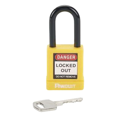 Candado de Bloqueo LOTO de Seguridad Dieléctrico, Con Llave Única, Diámetro de 6.5 mm, Color AMARILLO