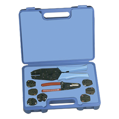 Kit en Estuche Plástico con 7 Muelas para Instalar Terminales en Cable, Pinzas RFA-4005-20 y Desforradora de Cable.