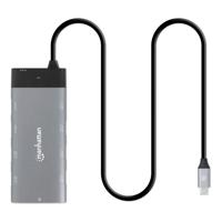DOCKING USB-C , MANHATTAN, 130714 ,10 PTOS, 2XHDMI, 5XUSB-A, USB-C, USB-C PD, RJ45, TARJETA SD-MICROSD