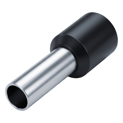 Conector Ferrule | 16AWG | 1.5mm² | Conductor Latón Estañado | Aislamiento PVC Negro / 14.6 mm | 25 Piezas por Bolsa