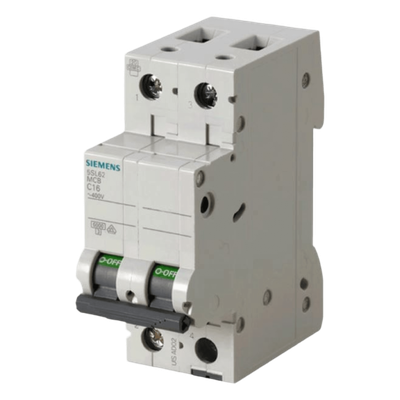 Interruptor Riel Dinn Tipo 5SL6, 2 polos, 16 amp