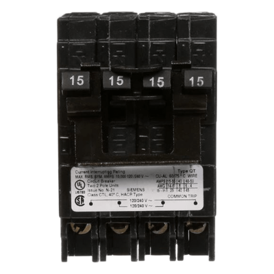 Interruptor automático TRIPLEX enchufable tipo QT 2 polos simples, 1 polo doble, 20-30 amp