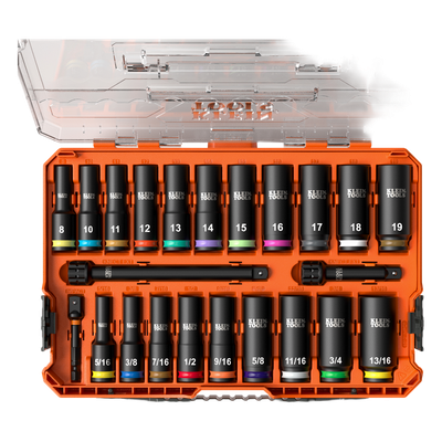Juego de Dados de Impacto KNECT™ (M) / 3/8" Drive Profundo / SAE y Métrico / 23 Piezas / Adapters Multi-Propósito / MODbox™ Case