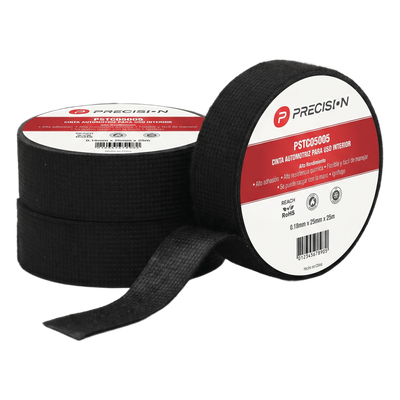 Cinta Automotriz de Fieltro PET / Espesor 0.28 mm / Ancho 19 mm / 18 m de Largo / Aplicaciones de protección mecánica avanzada y reducción de vibraciones en cableado / Color Negro    