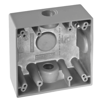 Caja Cuadra de 1/2" a Prueba de  Intemperie/ Cuenta con 2 salidas.