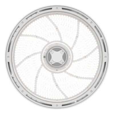 Luminaria LED High Bay Redonda REBL / 12,000-18,000 Lúmenes / Óptica Micro-Prisma Patentada / IK10 IP66 NEMA 4X / Temperatura 3500K-4000K-5000K Switchable / UVOLT 120-347V.