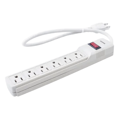 Multicontacto con Supresor de Picos 270 Joules, Voltaje de Entrada: 127 Vca NEMA 5-15P, Con 6 Salidas NEMA 5-15R. 