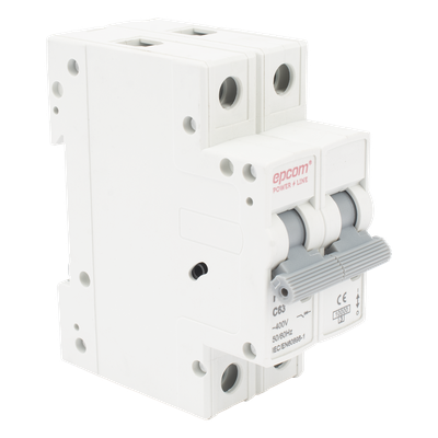 Protección Térmica/ Interruptor 2P, 63 A,  Corriente Alterna  400 Vca para Aplicación Fotovoltaica Montaje Riel DIN