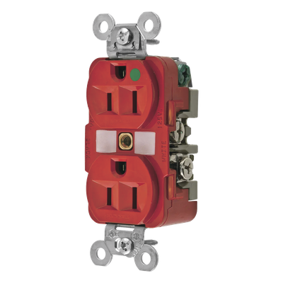Contacto Dúplex 15 A, 125 V, 2 polos, 3 Hilos, Color Rojo (Nema 5-15R), Grado Hospital.