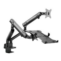 SOPORTE ACTECK ENFORCE MOTION SM636 / PARA MONITOR 17-32 PULG Y LAPTOP 10-15.6 PULG / ROTACION AJUSTABLE / VESA 75-100MM / ADAPTADOR DE ESCRITORIO / MAX 8 KG POR BRAZO / NEGRO / AC-939645