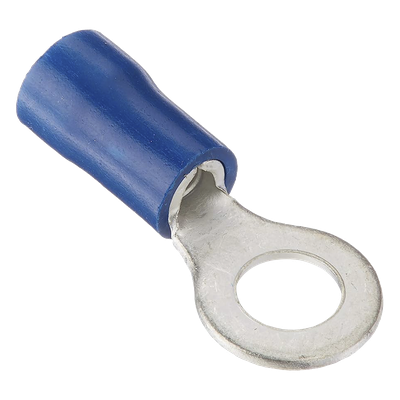 Terminal tipo ojo / 1 / 4 " / 16 - 14 AWG / Azúl / Paquete de 25 piezas.