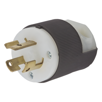 Clavija Industrial con Bloqueo de Media Vuelta / 15 A 250 V CA / 2 Polos 3 Hilos / Color Blanco y Negro / Nema L6-15P.