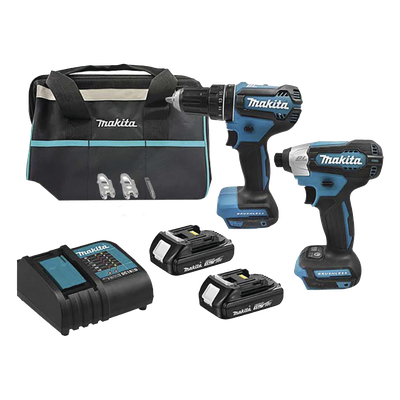 Kit de Rotomartillo Atornillador DHP485Z + Atornillador de Impacto DTD157Z, incluye 2 Baterías BL1815N, 1 Cargador DC18SD y Maleta de lona.