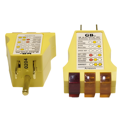 Probador de Fase. Verificador de Correcta Polarización de Fase y Neutro a Tierra en Color Amarillo. para 120 Vca
