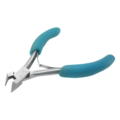 Pinza de corte fino frontal al raz, templada y de 4" de largo.