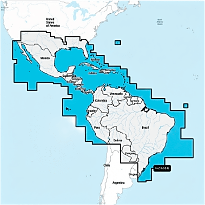 Carta Náutica Navionics®+ | NASA004L | microSD™/SD™ / Interior y Costas / México, Caribe a Brasil / Navionics+ / microSD