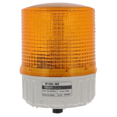 Luz estroboscópica LED Ámbar, 110 VCA de Montaje en Panel / Selección de Función Steady/Flashing con Buzzer de 90 dB integrado