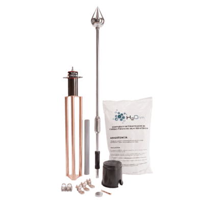 Kit Pararrayo con Punta de Aluminio con Avance de Cebado de 15 m. y Accesorios de Instalación en Torre. 