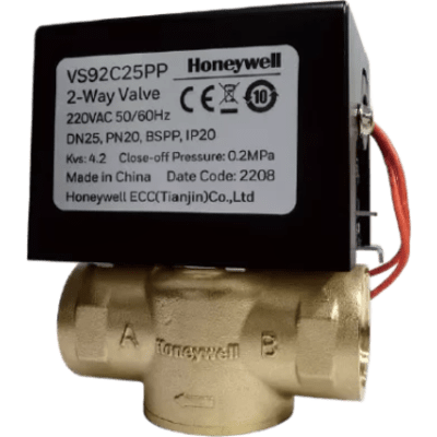 Válvula de control eléctrica de 3 vías para fancoil, retorno por resorte, normalmente cerrada, 110 V CA, DN15 (1/2"), conexión NPT