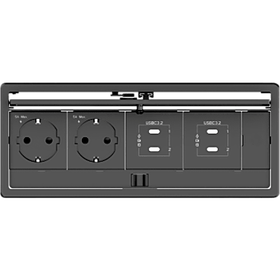 Table In-Surface Connectivity Box | 4 Módulos | Diseño Minimalista | Instalación desde Arriba | Negro-RAL 9011 | 242 x 99.5 x 113 mm (9.52 x 3.91 x 4.45 in)