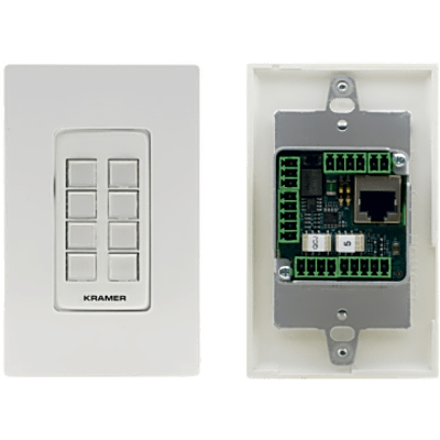 Botonera de Control 8 Botones | PoE | Puertos RS-232, RS-485, IR, Relés, GPI/O | K-NET | Programable con K-Config | Instalación en Caja 1-Gang