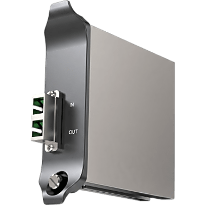 Módulo de Transporte / Fibra Óptica / 8 Módulos por Hub Principal / Pérdida Óptica Hasta 5 dB / Potencia de Transmisión 4.5 mW a 10 mW / SC/APC Dúplex / 1.2" (31 mm) x 4.6" (117 mm) x 4.6" (1