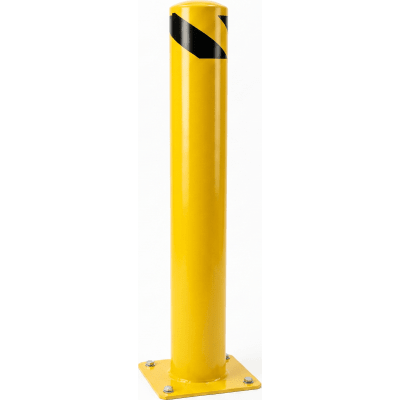 Bolardo Fijo de Acero / Diámetro 114 mm x Altura 1250 mm x Pared 2 mm / Base Soldada 150 x 150 mm / Pintura en Polvo 