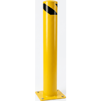 Bolardo Fijo de Acero / Diámetro 114 mm x Altura 910 mm x Pared 2 mm / Base Soldada de 150 x 150 mm / Pintura en Polvo 