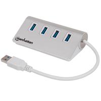 HUB USB,MANHATTAN,163767, V3.0 4 PTOS COLOR ALUMINIO