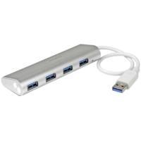 HUB USB 3.0 DE 4 PUERTOS - CONCENTRADOR PORTATIL USB 3.0 DE 4 PUERTOS - HUB DE ALUMINIO CON CABLE INCORPORADO - STARTECH.COM MOD. ST43004UA