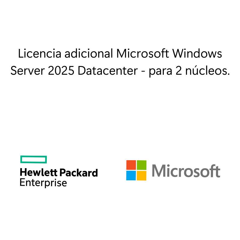 Sistema Operativo Hewlett Packard Enterprise Licencia adicional Microsoft Windows Server 2025 para centro de datos 2 núcleos