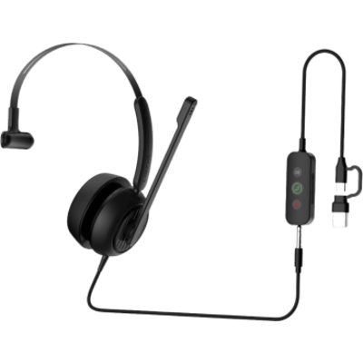 Diadema / Auriculares con Cable LINKVIL DH311U / USB-C / USB-A / 3.5 mm / Micrófono Unidireccional con Cancelación de Ruido AI / Controladores de 40 mm / EQ Dinámico Automático / Diseño Ergonómico / Uso Profesiona