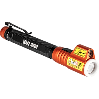 Minilinterna LED de Inspección con puntero láser / 70 Lúmenes /  Láser Rojo Clase 3R / Cuerpo de Aluminio / Clip de Bolsillo Extraíble / Anillo que Brilla en la Oscuridad / 2 Baterías AAA / 6 Horas de Autonom&iacu