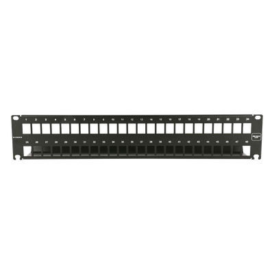 Patch Panel 10G MAX UTP / 48 Puertos Vacíos / 1U Rack 19" / Compatible Z-MAX y UltraMAX / Color Negro / Administrador de Cable Integrado