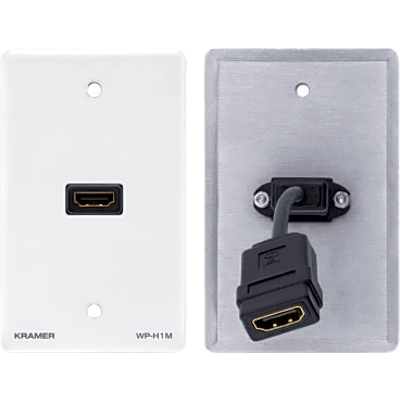 Wall Plate Pasivo HDMI | Conexión HDMI Frontal y Trasera | Cable Plano Flexible | Formatos US | Blanco