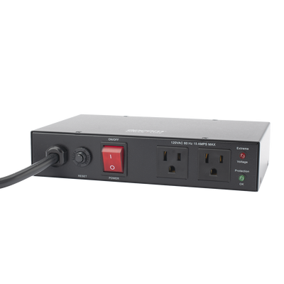 Acondicionador de Voltaje / 2 Salidas NEMA 5-15R / 1,800 W / 15 A / Supresión de Picos 1,080 J / Filtro EMI/RFI / Gabinete Metálico