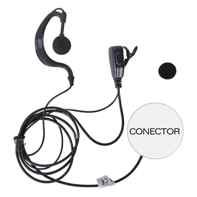 Micrófono-Audífono de Solapa / Kit de Vigilancia de 2 Cables / Compatible ICOM IC-F11/14/3021/3013/3103/3003/1100D/2100D / Respuesta 100 Hz - 10 kHz